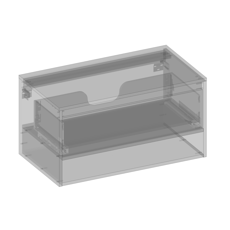 Kolekcja Cristal 2.0 Szafka pod umywalkę z blatem, jedna szuflada z wnęką (z opcją do postawienia z kompletem nóg| Sklep.devo.pl