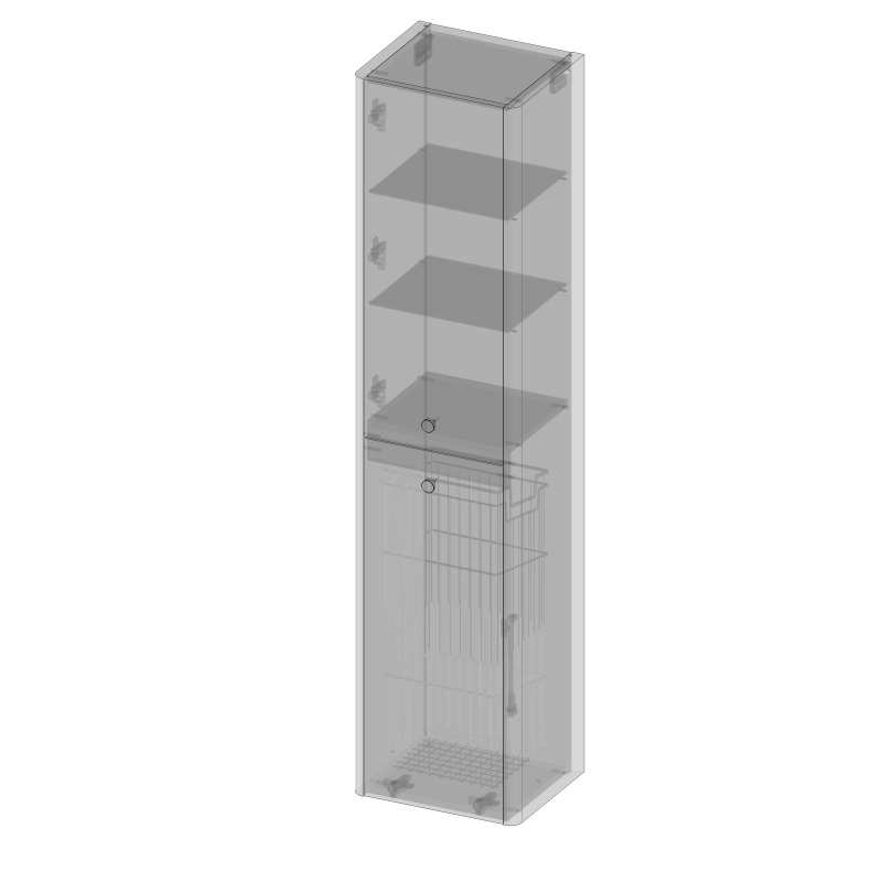 kolekcja Gloria Style Słupek wiszący, dwoje drzwi, lewy lub prawy, półki szklane z koszem, gładkie z uchwytem| Sklep.devo.pl